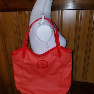 TORY BURCH LARGE NYLON ORANGE TOTE